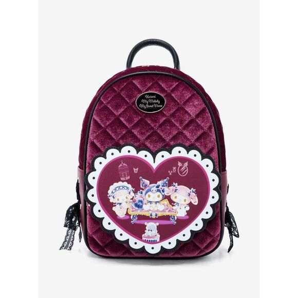 Her Universe Kuromi My Melody & My Sweet Piano Velvet Mini Backpack - Picture 1 of 4